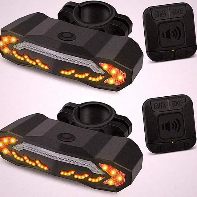 2 × LED USB Rechargeable Bike Tail Light Bicycle Anti-Theft Vibration Alarm Horn