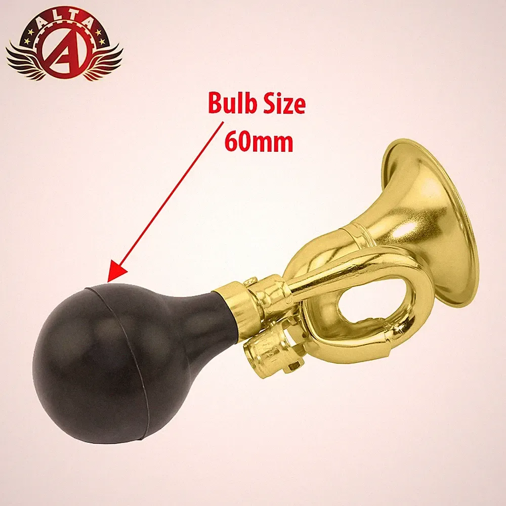 ALTA 7-1/4" Bugle Air Horn Gold Bicycle Bike Squeeze Horn Cruiser Lowrider.