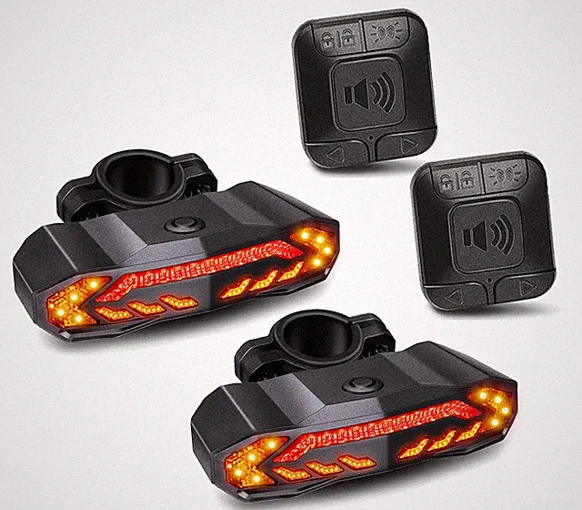 Anti-Theft Bike Tail Light with 7-Level Vibration Alarm Turn Signals/Horn USB-C