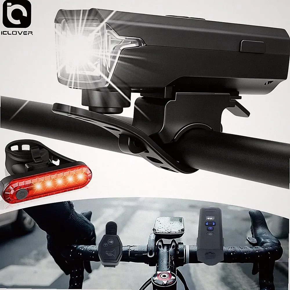 Bike Front & Rear Light with Horn Rechargeable Bicycle Headlight Tail Light Set