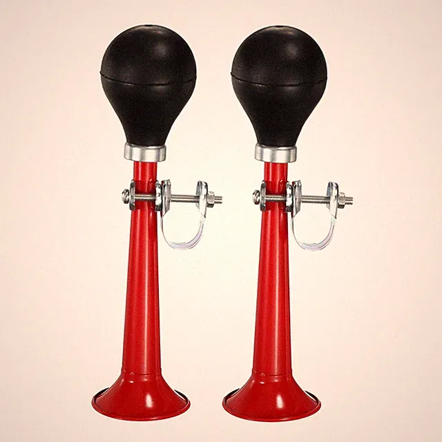 Bike Horn, Metal Air Horns for Safety with Air Squeeze 2Pcs & 8 Inch & Red