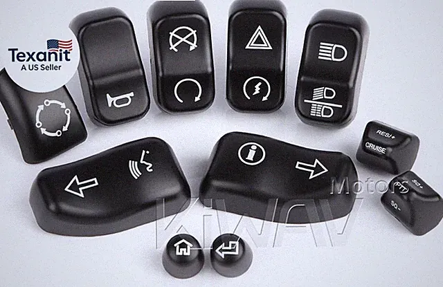 Black Switch Caps 11Pcs Compatible for Harley 14-17 FLHTCUTG,14-18 FLHTCUI,15-16