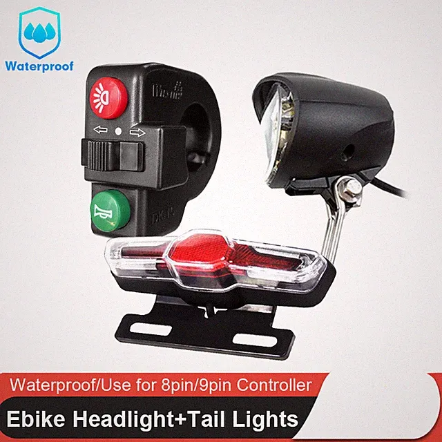 E-bike Tail Rear Lights Waterproof Line Horn Brake Light Turn Signal Set 36V 48V