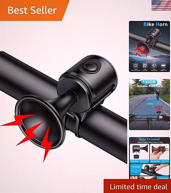 Electric Bike Horn 130db Loud Bicycle Horn，Bike Bell for 22.2-32mm Handlebars...