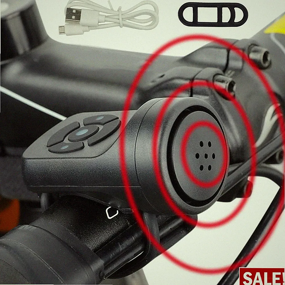 Electric Bike Horn Bicycle Bell Rechargrble 4 Sound Modes Loud Horn Waterproof