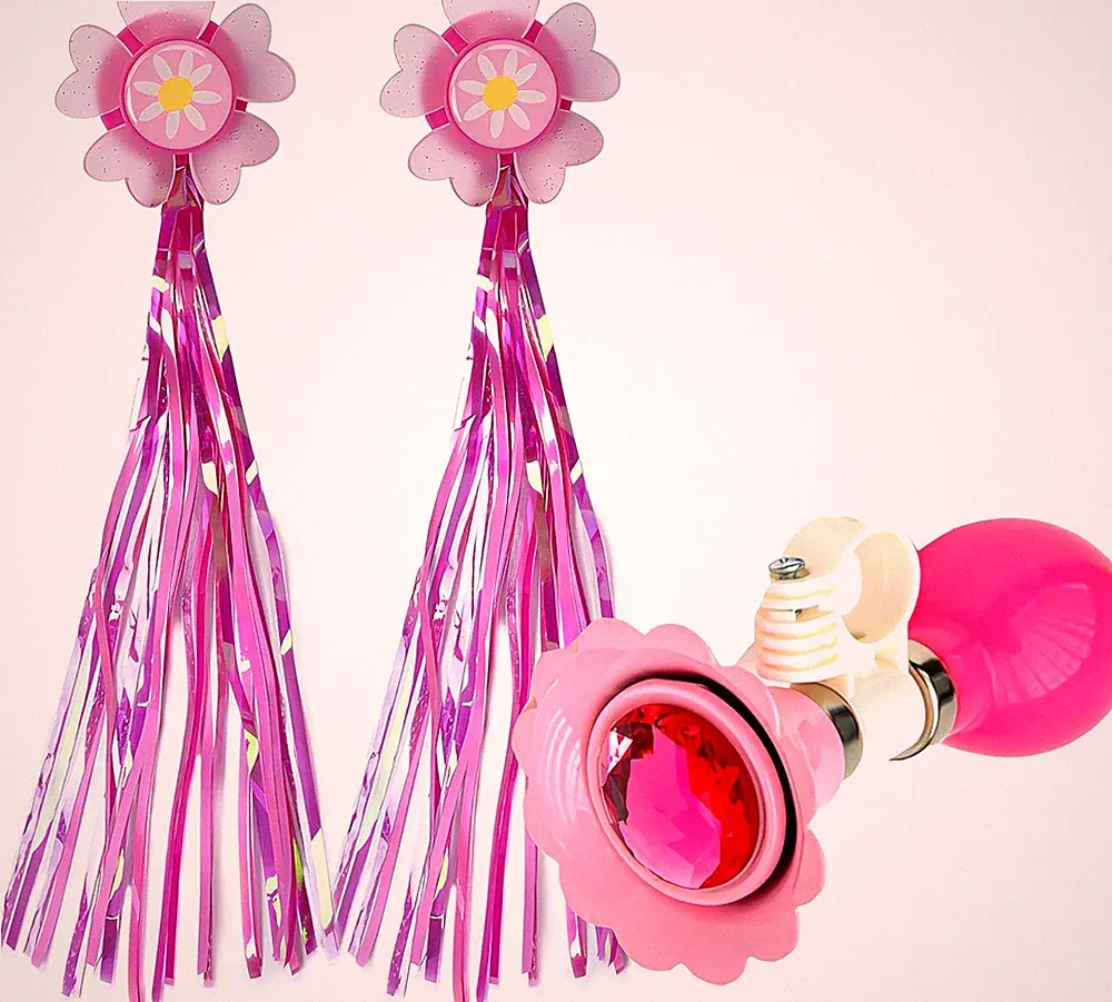 Kids Bike Horn, Children Bicycle Bell with 2 Pack Bike Handle Streamers Bike Acc