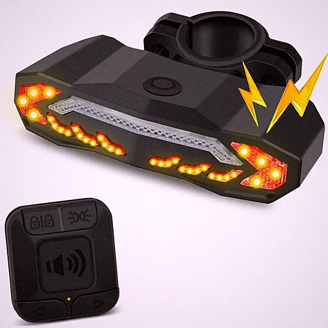 LED USB Rechargeable Bike Tail Light Bicycle Anti-Theft Vibration Alarm Horn NEW