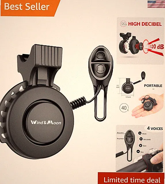 Lightweight and Compact 120db Bicycle Horn - Separate Control Switch Included