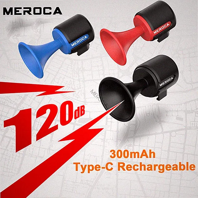 MEROCA Bicycle Bell 120db Bike Electronic Loud Horn Electric Ring Rechargeable