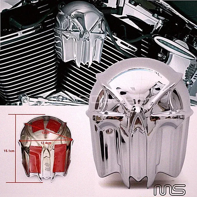 Motorcycle Skull Cowbell Horn Cover For Harley Dyna Softail Touring Bike '92-'13