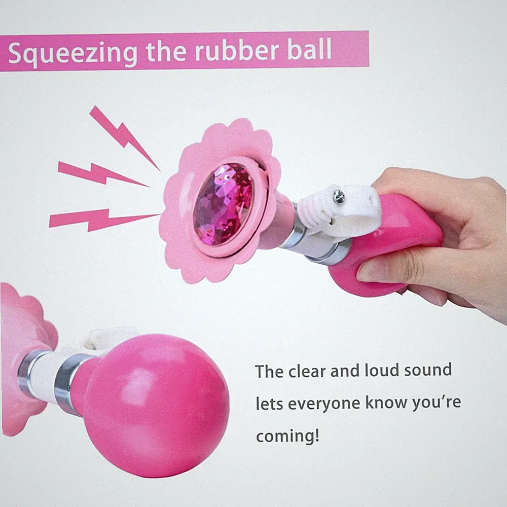 Pink Bicycle Horn with Handlebar Tassels