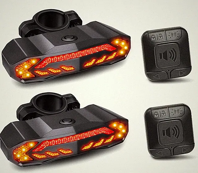 Smart Bike Tail Light with Turn Signals USB Rechargeable Bicycle Horn Waterproof