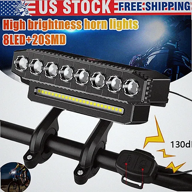 Super Bright & Waterproof Bike Light USB And 130dB Horn Perfect For Night Riding