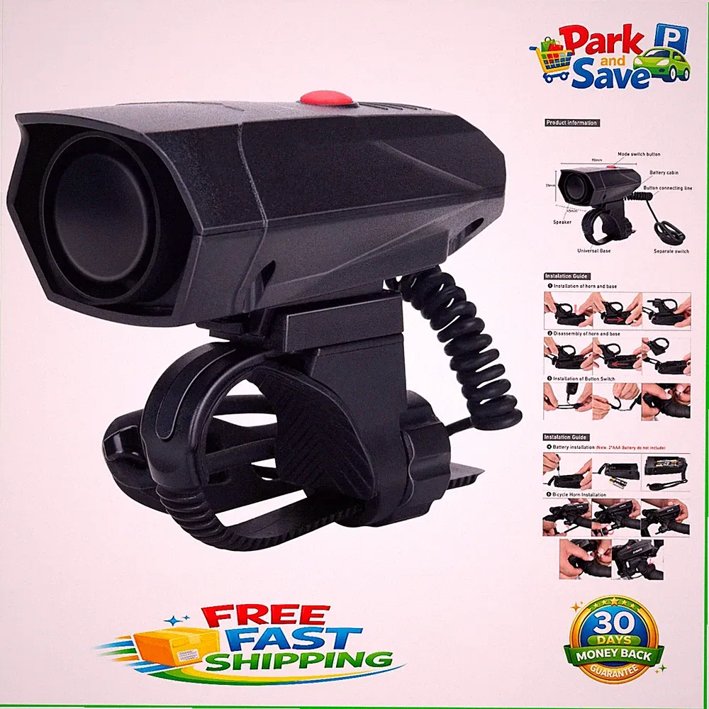 Ultra-Loud 110dB Bicycle Horn with 5 Modes & Free Screwdriver - Easy Install
