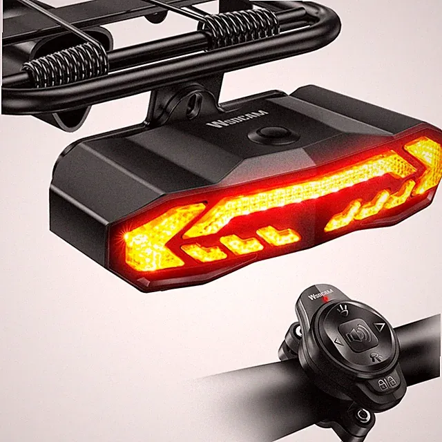 Wireless Bike Cargo Rack Tail Light with Turn Signals and Brake Light Bike Alarm